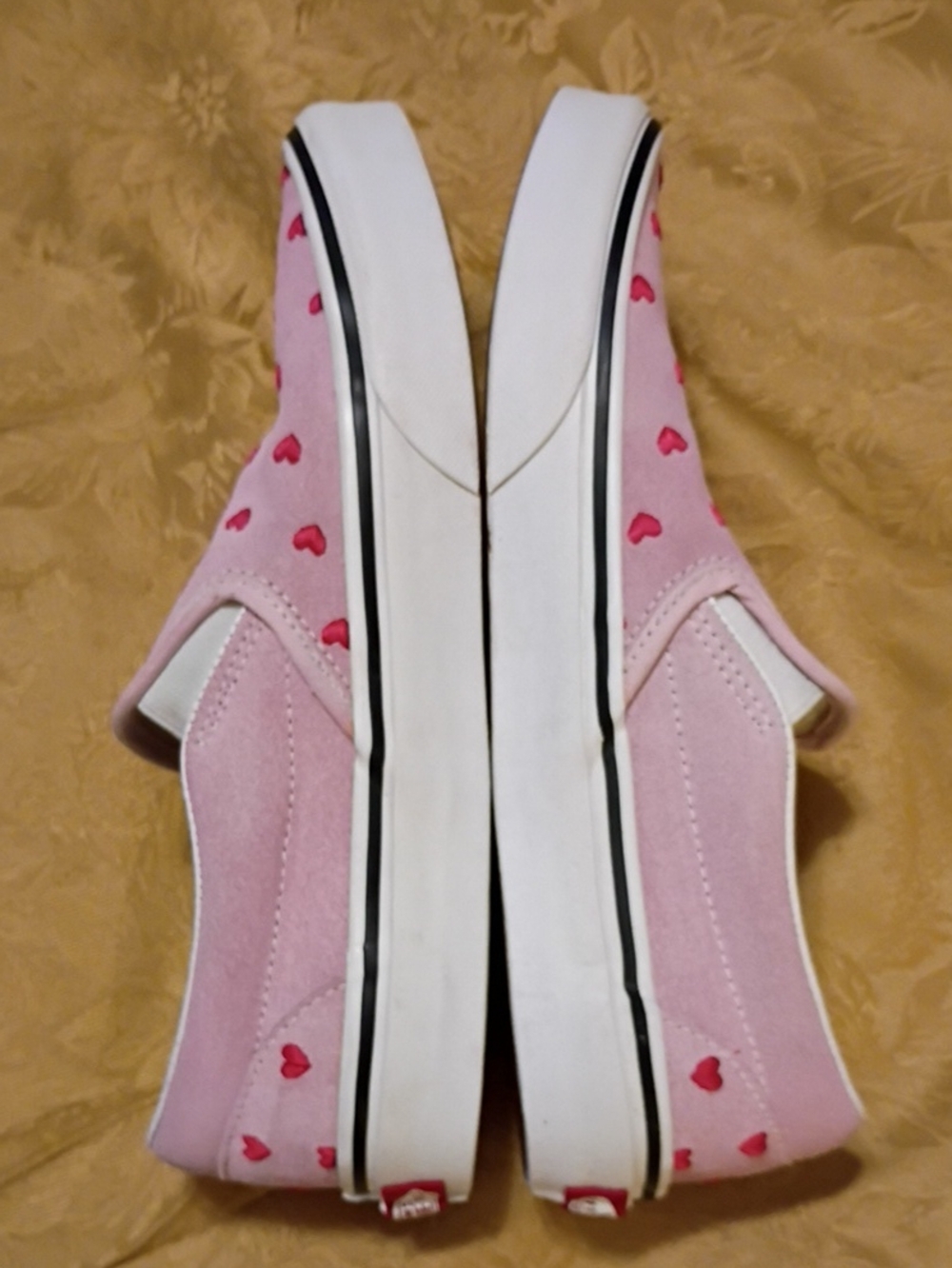 VANS Slip-On Pink Leather Suede with Red Hearts Women's 8.0 Men's 6.5 - Picture 12 of 15